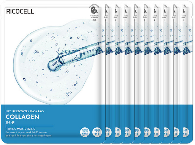 리코셀 네이처 리커버리 콜라겐 마스크팩 23g, 10개입, 5개