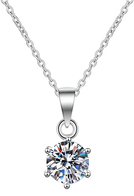 엔클레어 여성용 모이사나이트 랩다이아몬드 6프롱 1캐럿 18k 목걸이