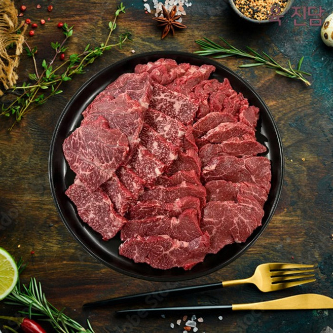 차림 한우 1++ 등급 투뿔 모듬구이 600g 구이용 소고기 냉장 스킨포장, 1개