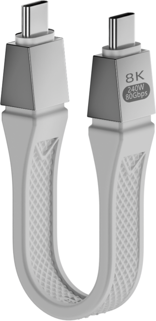 26년형 최신 차세대 USB4 2.0 C타입 80Gbps SSD 외장하드 인클로저 미니 케이블 240W 고속충전 16K 미러링, 1개, 화이트, 13cm