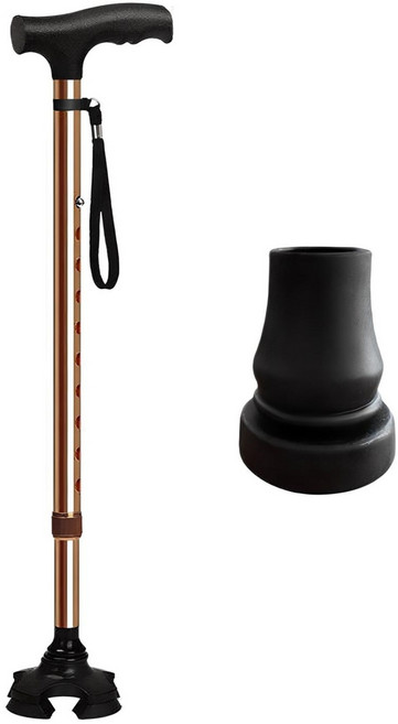 코끼리지팡이 초경량 네발 4발 노인 어르신 할머니 할아버지 가벼운 접이식 길이조절용 지팡이, 브라운, 1개