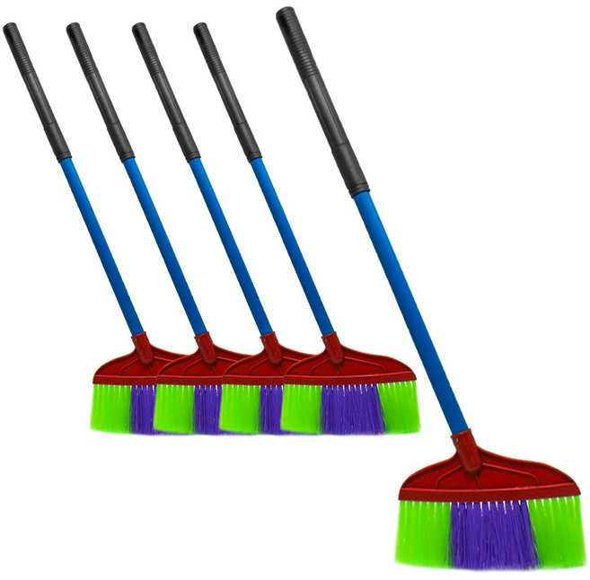 플렌티 롱 타이탄비 바닥 청소 실내 옥외 마당 미용실 학교 빗자루, 5개, 혼합색상