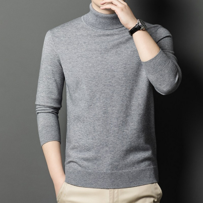 남성 가을 겨울 긴팔 카라니트 솔리드 편안한 데일리룩