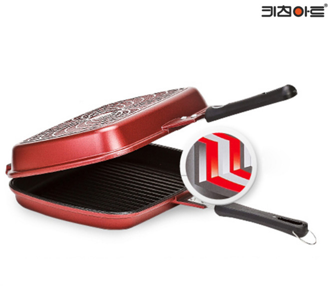 키친아트 금상첨화 다이아몬드코팅 피쉬 양면팬 (특대형) 생선구이팬, 단품, 1개
