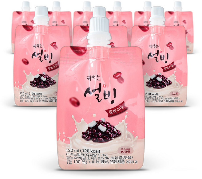 설빙 아이스크림 짜먹는 슬러시 팥빙수맛 120ml, 10개