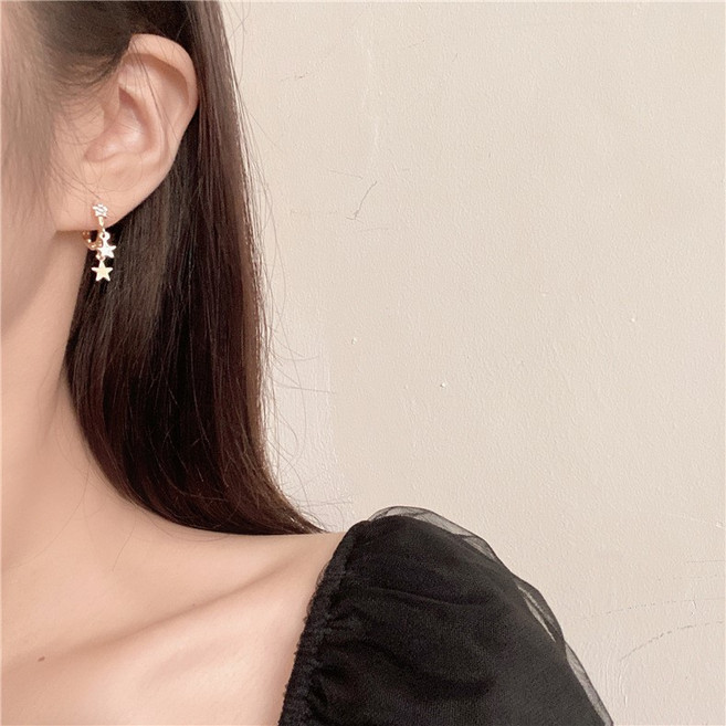 루나펄 데일리 여성용 블링 스타 원터치 링 귀걸이