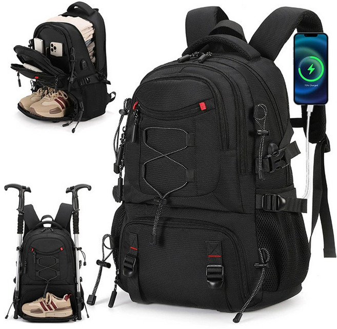 BLACK K7 남자 경량 등산가방 남성 스포츠 등산베낭 대용량 여행용 백팩 35리터 AL1399, 레드와 블랙