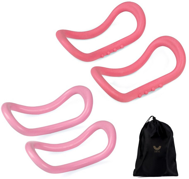 데비 하드 & 프로소프트 요가링 4개입 파우치 세트, 핑크, 1개