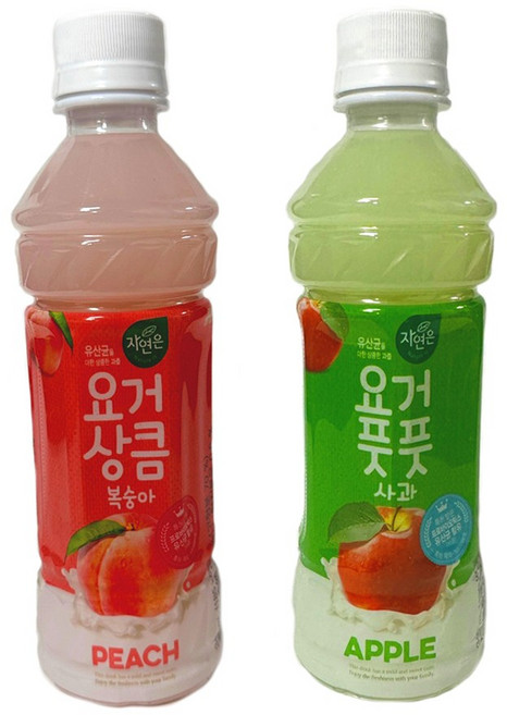 웅진 요거상큼 복숭아 340mlx12펫+사과 340mlx12펫, 340mlx24펫, 24개, 340ml