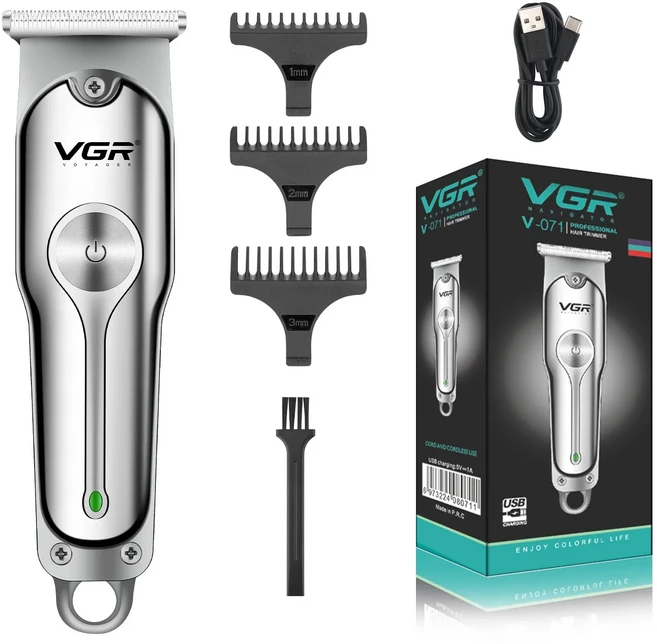 VGR 남성용 충전식 전기 헤어 트리머 무선 수염 커팅 V-071, 02 071 with box