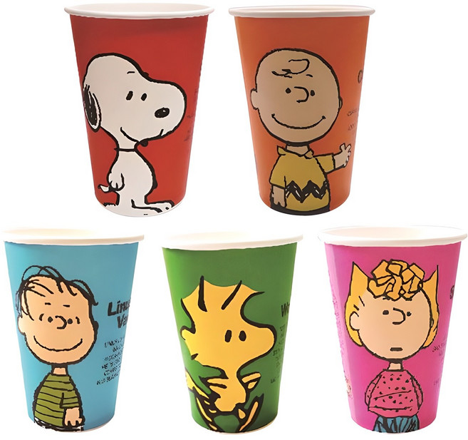 피너츠 칼라 종이컵 혼합 5종 390ml, 50개입, 1개