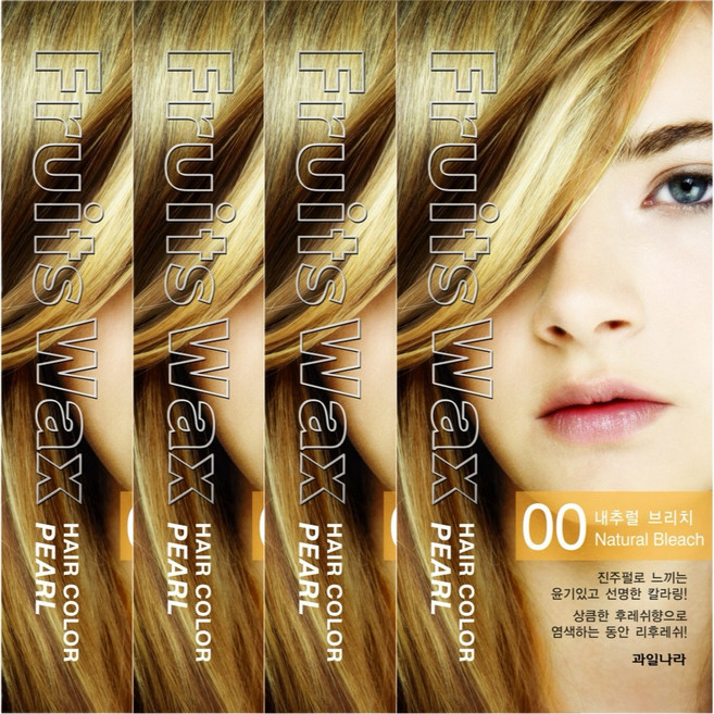 과일나라 후르츠왁스 헤어칼라 염색약, 00호 내추럴브리치, 4개