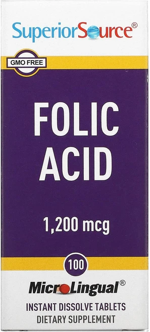 슈페리어쏘스 엽산 1200mcg 용해되는 MicroLingual 100정, 1개 - 쿠팡