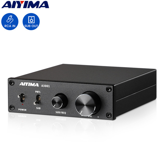 AIYIMA A3001 TPA3255 서브우퍼 파워 스피커 앰프 200W 모노 하이피 홈 오디오 앰프 NE5532 OP AMP 베이스 트레블 조정, 검은색 앰프만