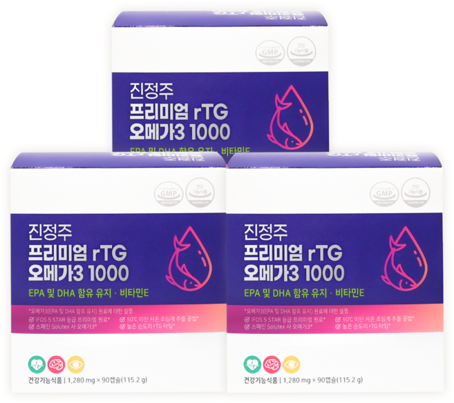 진정주 프리미엄 rTG 오메가3 1000 90캡슐 1박스 진약사몰, 90정, 3개