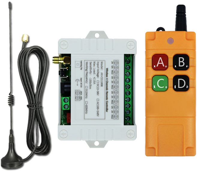 호환 RF 무선 리모컨 스위치 라디오 리시버 2000m 장거리 안테나 AC 100 110V 220V 4CH, 01 C211008 GK06TX-1, 1개