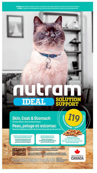 Nutram 紐頓 I19 三效強化雞肉鮭魚 口腔、皮膚、腸胃配方貓乾糧 2KG, 1包, 雞肉+鮭魚