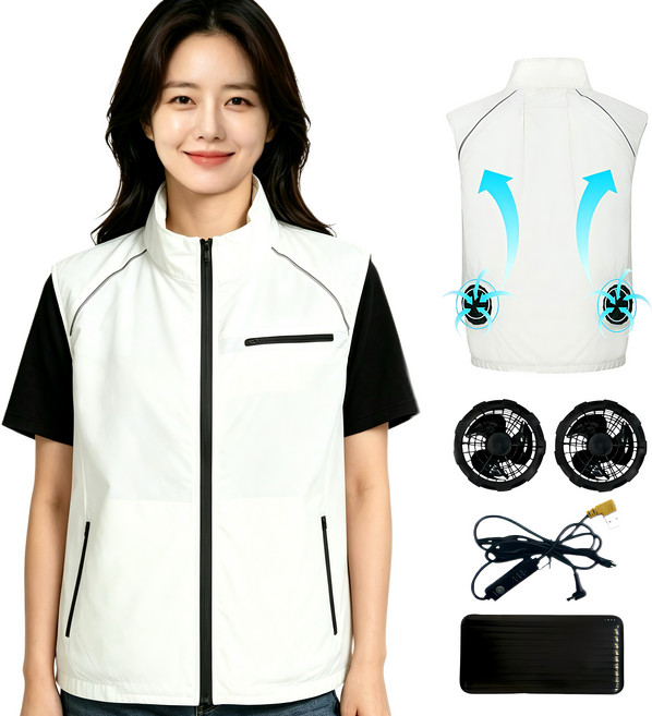 [KC인증] 남녀공용 선풍기조끼 쿨링조끼 작업복/낚시/등산/야외활동에