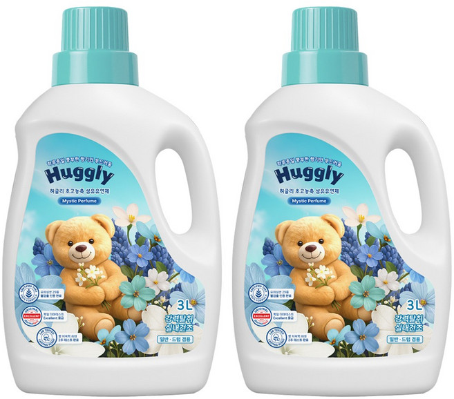 허글리 초고농축 섬유유연제 미스틱퍼퓸, 2개, 3L