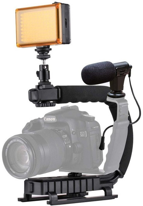 DSLR 카메라 핸들 그립 셀카봉 안정기 핫슈 마운트 모니터 조명gia6+1IsC