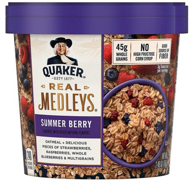 Quaker 퀘이커 리얼 메들리 오트밀 썸머 베리 70g x 12팩 귀리 Medleys Summer