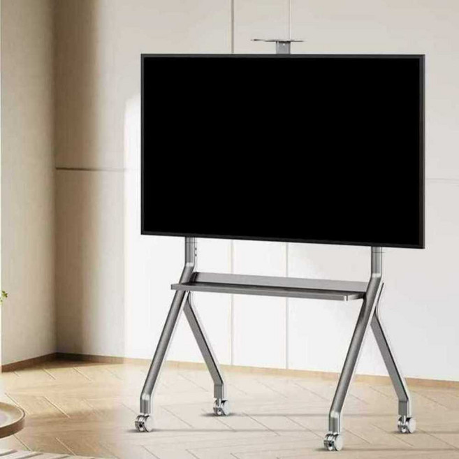 tv 이동식 거치대 선반형 스탠드 우드 삼성 받침대, 1. 블랙42-78인치휠
