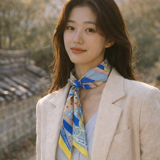 방도 쁘띠 스카프 실키 슬림 롱 헤어 가방 핸들 포인트 미니