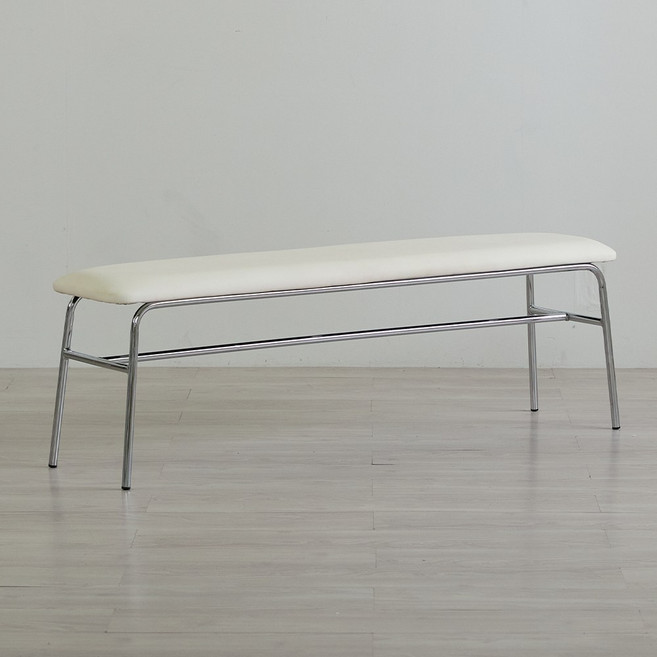 1+1 휴고 식탁 의자 디자인 실버스틸 체어, 1개, 6.카밀벤치1400_PU_화이트