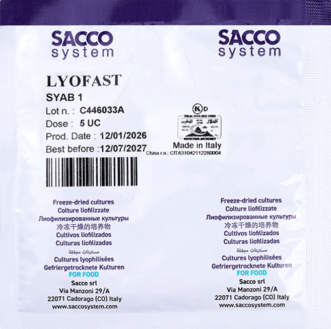 SACCO 사코 요거트 스타터 발효균 동결건조 유산균 비건 두유 요거트용 LYOFAST SYAB 1, 10g, 1개