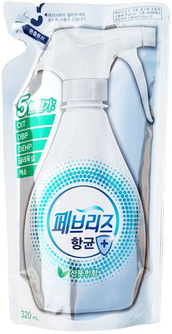페브리즈 항균 플러스 섬유탈취제 보충형, 3개, 산뜻한향, 320ml