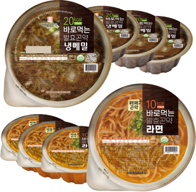 간편한 한끼 저칼로리 바로먹는 발효곤약 냉메밀 4 + 라면 4, 350g