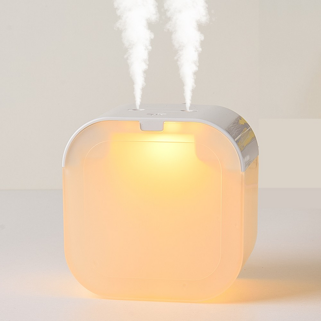 WOWWAY 미니 가습기 듀얼미스트 1L 무드등 무소음 가정용 사무실용 탁상용 가습기, 화이트