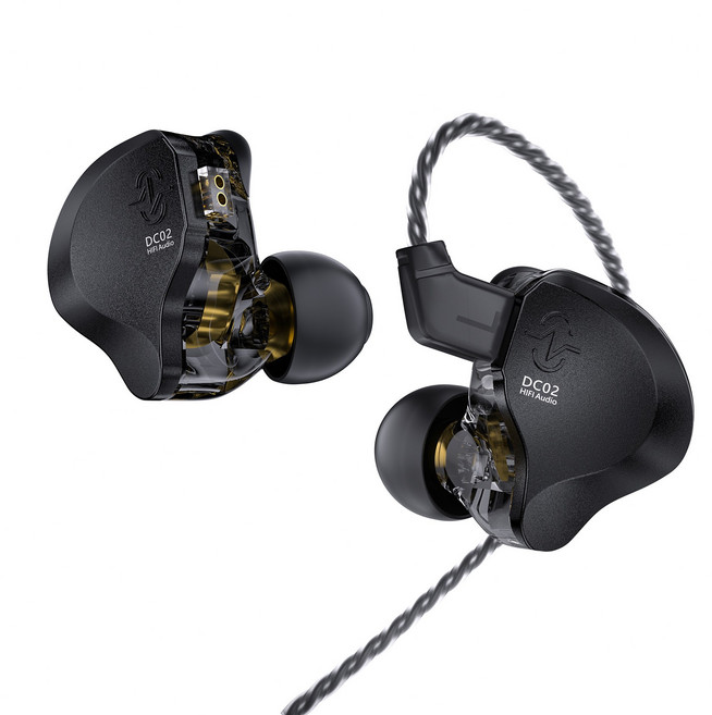 Keephifi CCZ DC02 듀얼 가동코일 HIFI 이어폰, 노마이크, 블랙