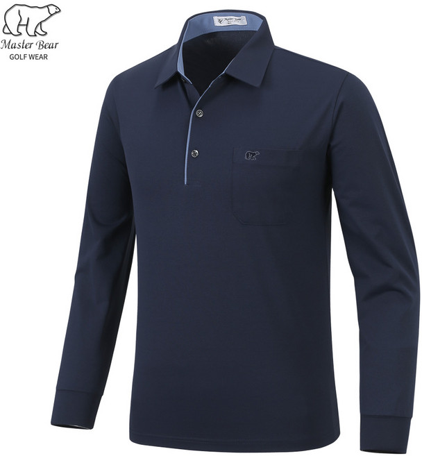 마스터베어 봄 가을 남자 스판 골프티 골프웨어 베이직 카라티 카라넥 폴로티 긴팔 티셔츠 JP