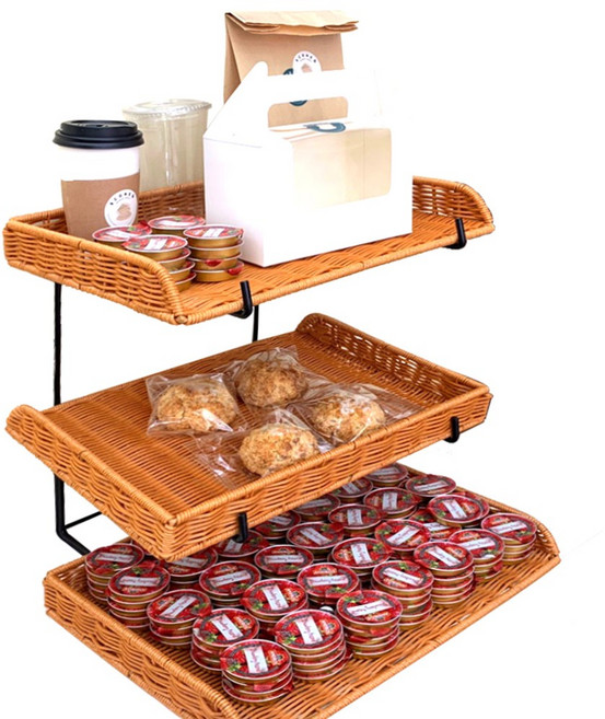 베이커리 라탄 3단 바스켓세트 빵 푸드 진열대, 3단 바스켓세트(소 3P)