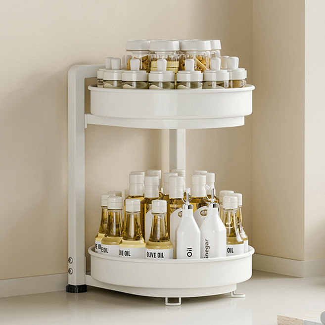 살림마녀 회전트레이 양념 선반 정리대, 1개, 화이트