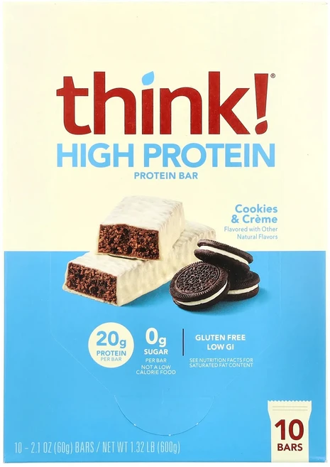 지금 곧 품절됩니다 Think 하이 프로틴 바 쿠키 앤 크림 바 10 개 각각 60 g(2.1 oz) 서둘러주시면 감사하겠습니다, Think하이프로틴바쿠키앤크림바10개각각60g21oz, 60g - 쿠팡