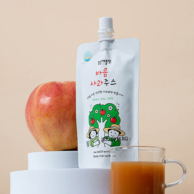 임실애플팜 바름 HACCP 100% 국내산 무설탕 무방부제 무색소 사과 주스, 30팩, 100ml