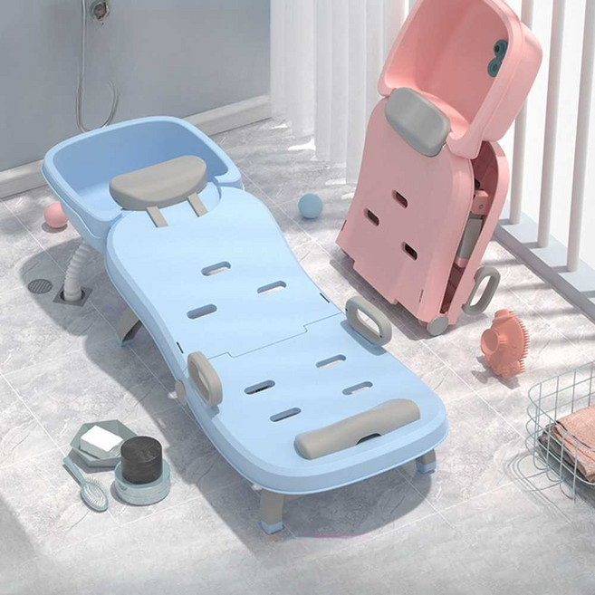 뉴빅 샴푸침대 목욕침대 접이식 노인 환자 임산부, 일반형-쿠션헤드-핑크/추가배송비포함, 일반형-쿠션헤드-핑크, 1개