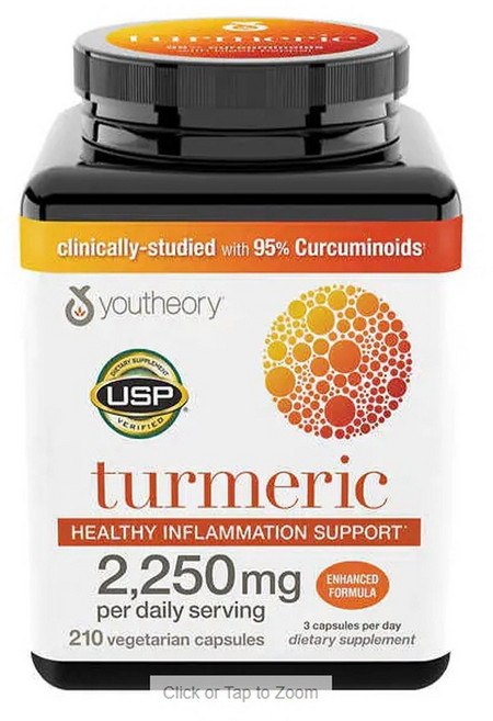 유씨어리 터메릭 강황 커큐민 2 250mg (210캡슐) youtheory Turmeric Extra Strength Formula 2 250 mg 210 Capsules, 210정, 1개