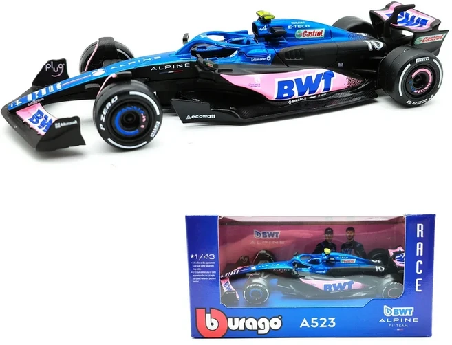Bburago 1:43 BWT 알파인 2023 #10 F1 레이싱 포뮬러 카 정적 다이캐스트 합금 모델, 04 2023 Alpine A523 10