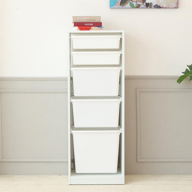 아트박스/포메리트 다용도 바구니 수납장 1열 5단, 화이트