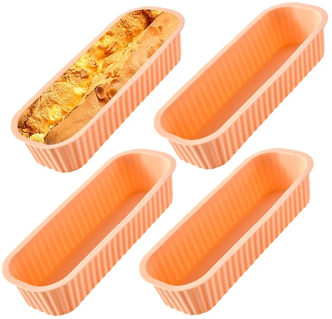 1/4Pcs 미니 가정용 직사각형 실리콘 금형 캔디 토스트 빵 DIY 주방 용품 케이크 Bakeware 팬 베이킹 도구, 01 China Mainland, 1개, 04 4Pcs Orange