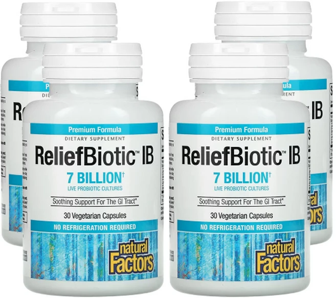 네츄럴팩터스 ReliefBiotic IB 70억 30식물성캡슐, 4개, 30정 - 쿠팡