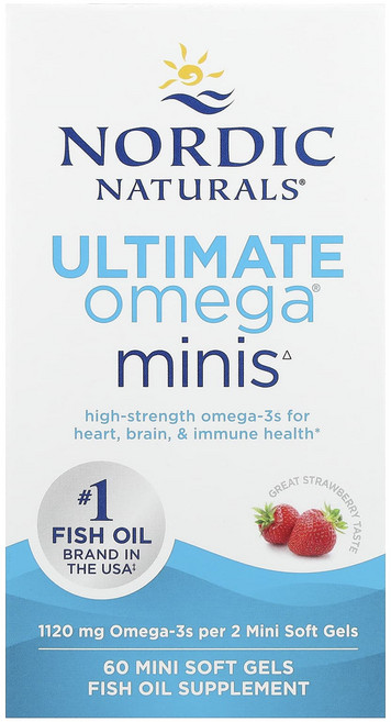건강챙기세요 Nordic Naturals Ultimate Omega® 미니 딸기 맛 미니 소프트젤 60정(소프트젤 1정당 560mg) 백살까지오래오래, NordicNaturalsUltimateOmega2X딸, 60정, 1개