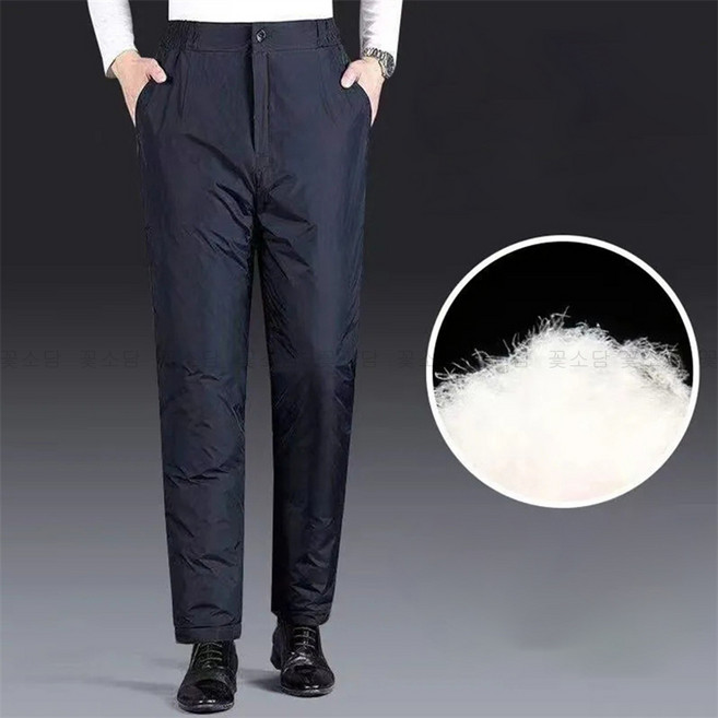 꽃소담 중년남성 오리털 패딩 바지 뒷밴딩 겨울 방한 팬츠 MAL780