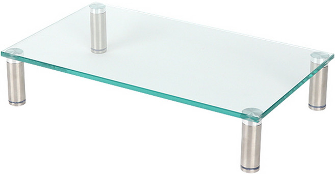 다용도 강화유리 받침대 소형 모니터 선반 수납 투명 거치대 TV 노트북 소품 진열 전시, 1개