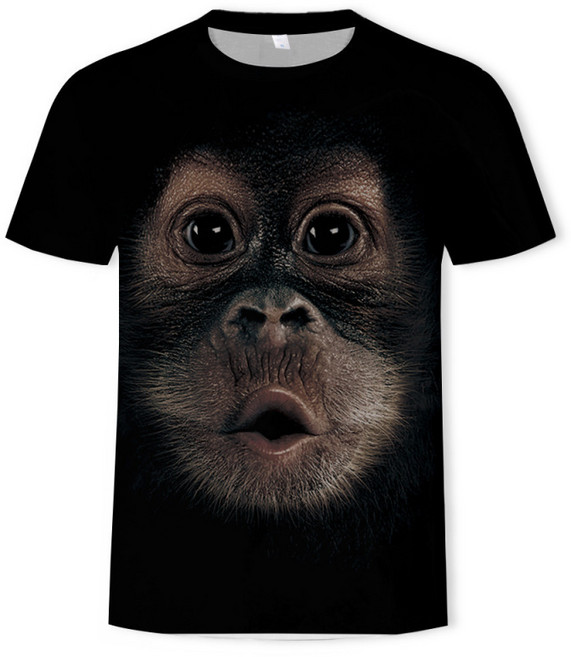 원숭이 고릴라 남성용 티셔츠 3D 디지털 프린팅 반팔 상의