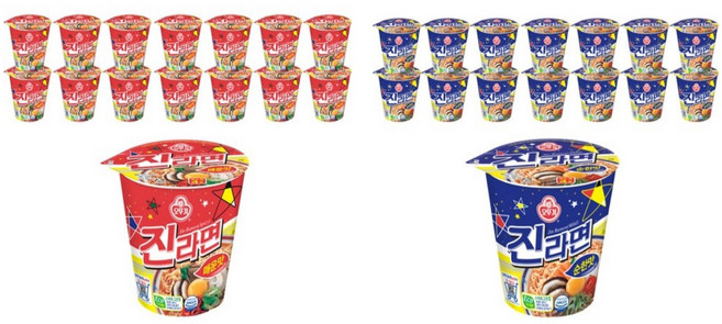 오뚜기 진라면 소컵 매운맛6입+순한맛6입 총12개입 작은컵 컵라면 사발면, 30개