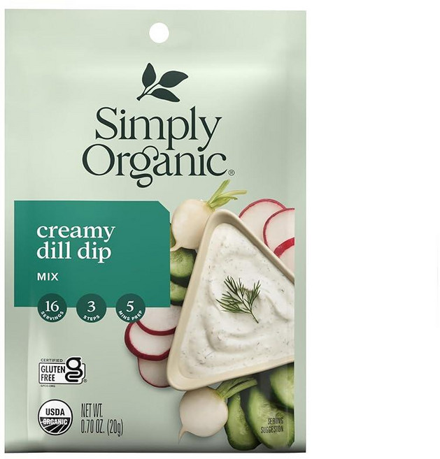 Simply Organic 크리미 딜 딥 믹스 글루텐 프리 19.8g(0.7온스) (12개 팩)